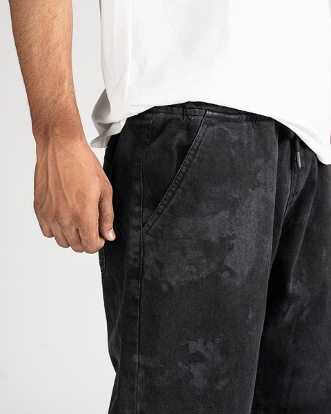 Black Acid Wash Baggy Denim