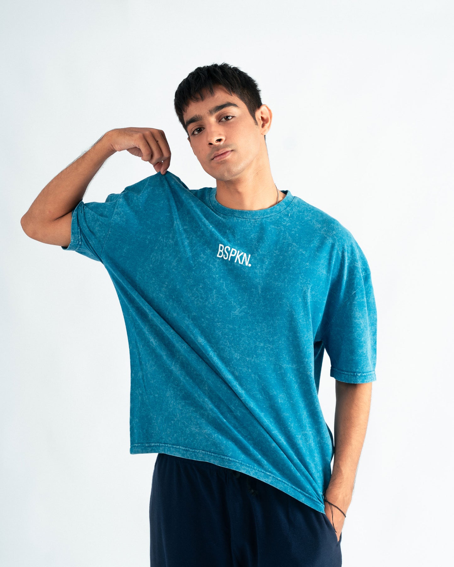 Aqua Blue Oversized T-shirt with Print