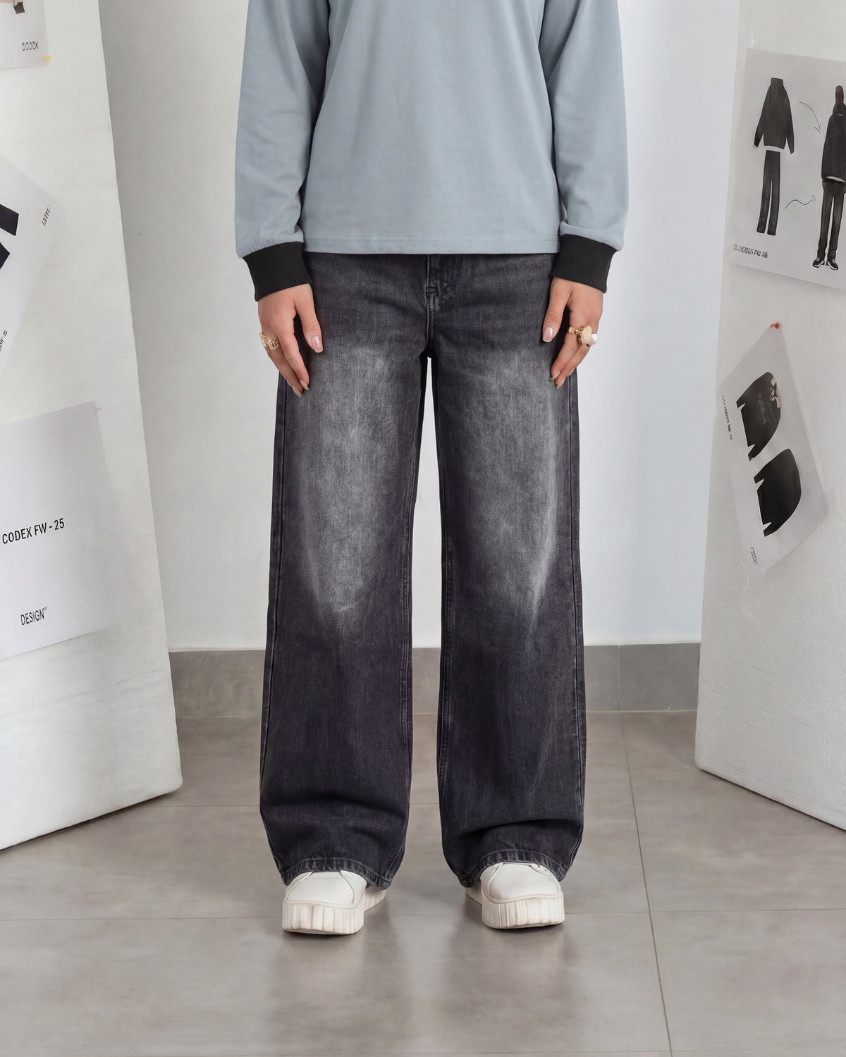 Mid-Grey Baggy Denim - Loose Fit - UNISEX