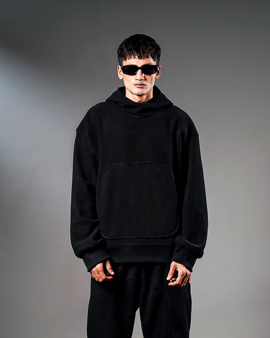 Black Intersect Hoodie – Oversized // UNISEX Main image