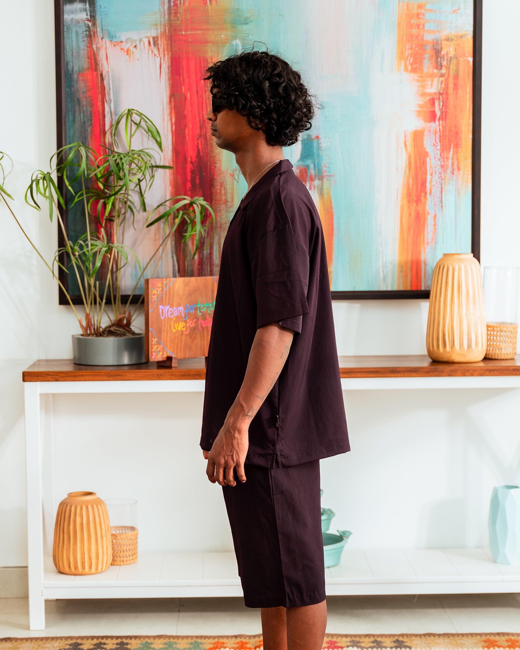 Plum Cuban Shirt - Relaxed Fit Secondary image