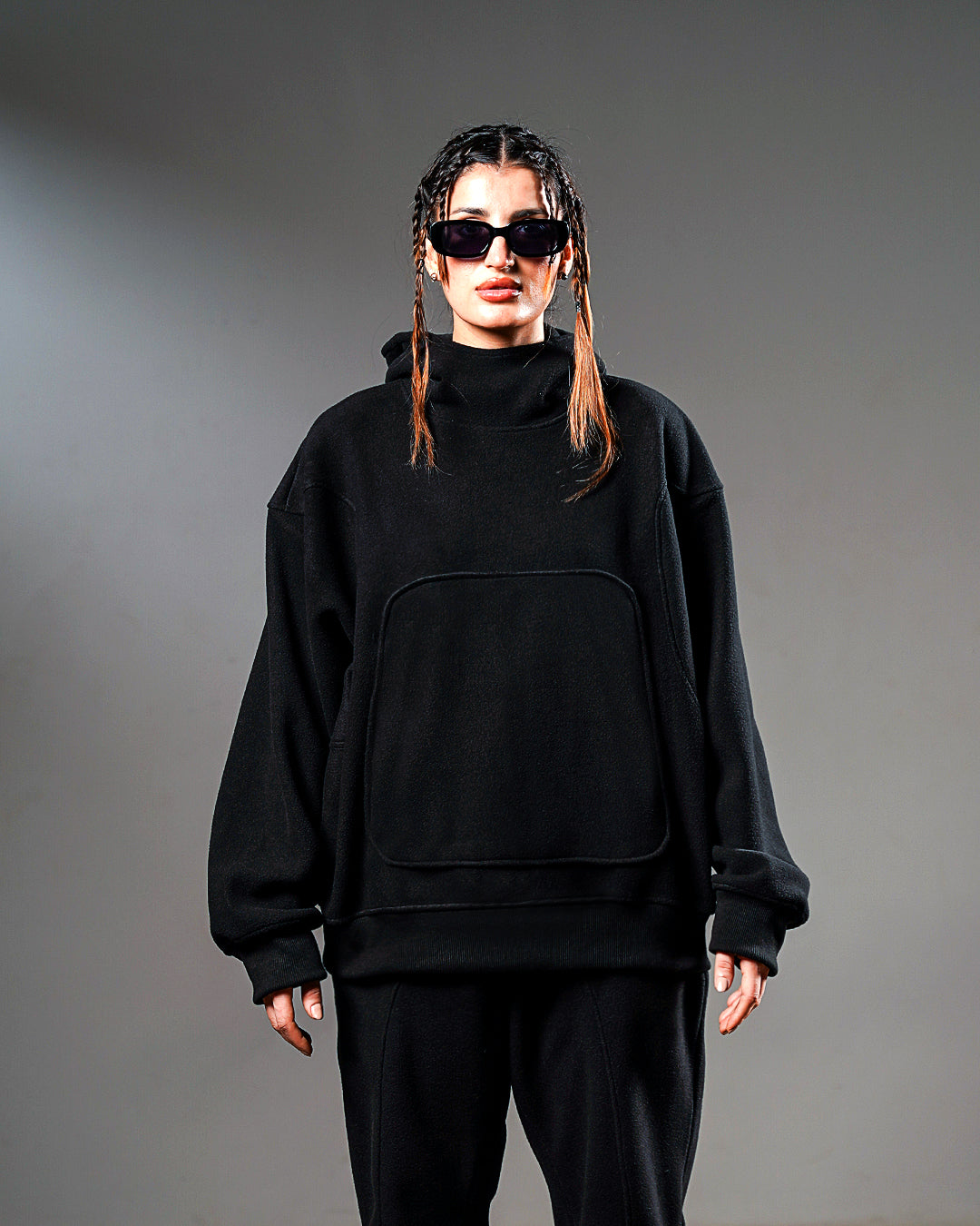 Black Intersect Hoodie – Oversized // UNISEX Secondary image