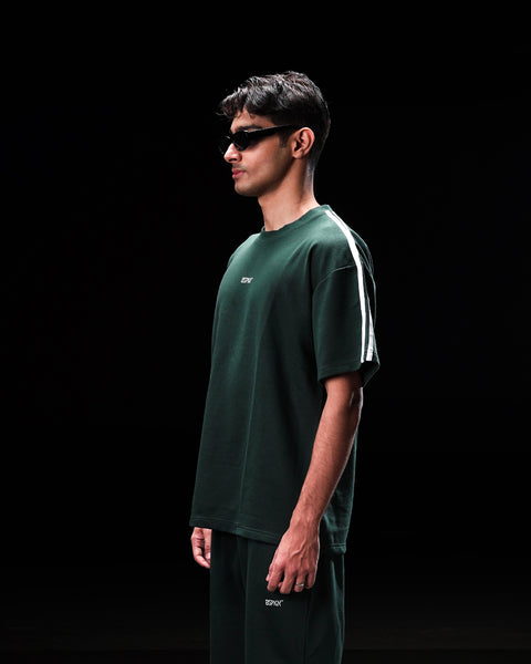 Olive Oversize Piped Tee - UNISEX