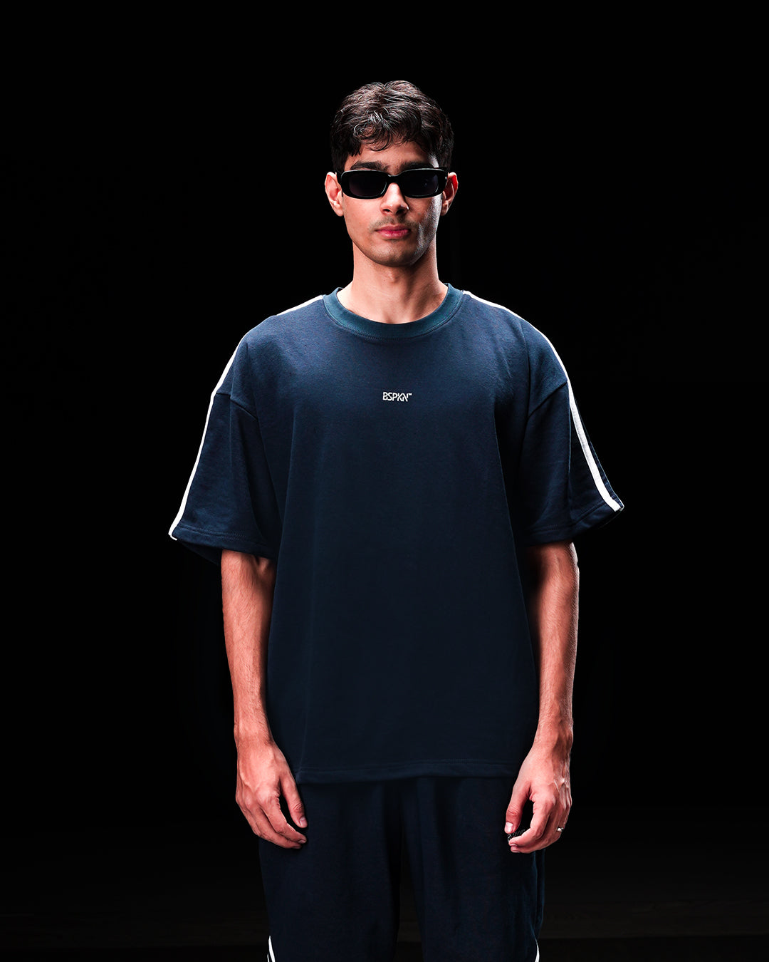 Navy Oversize Piped Tee - UNISEX Main image