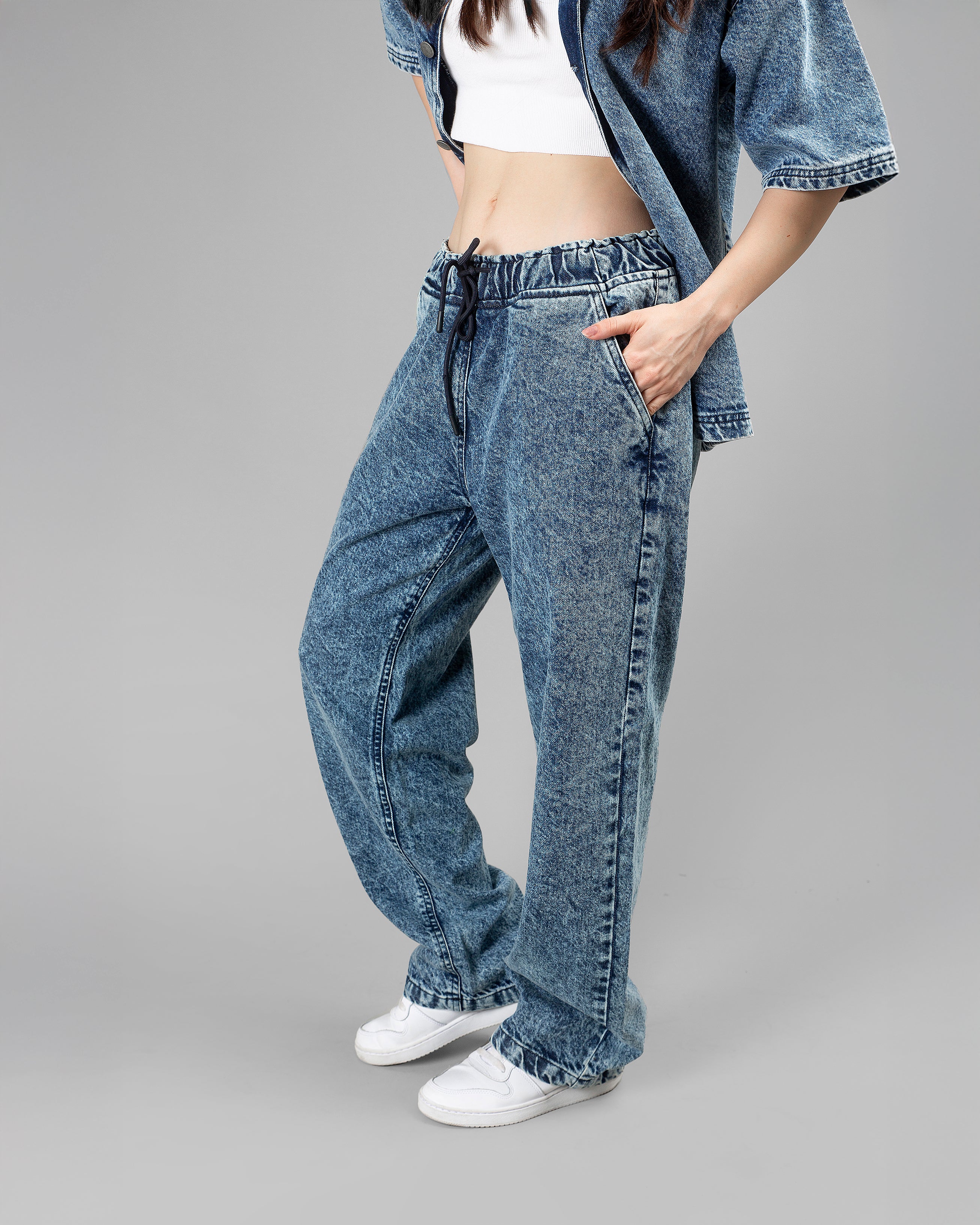 Light Blue Acid Wash Wide-Leg Pants // UNISEX Secondary image
