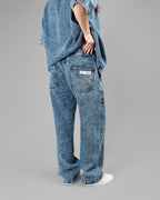 Light Blue Acid Wash Wide-Leg Pants // UNISEX