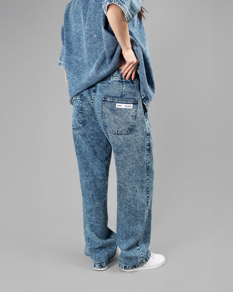 Light Blue Acid Wash Wide-Leg Pants // UNISEX