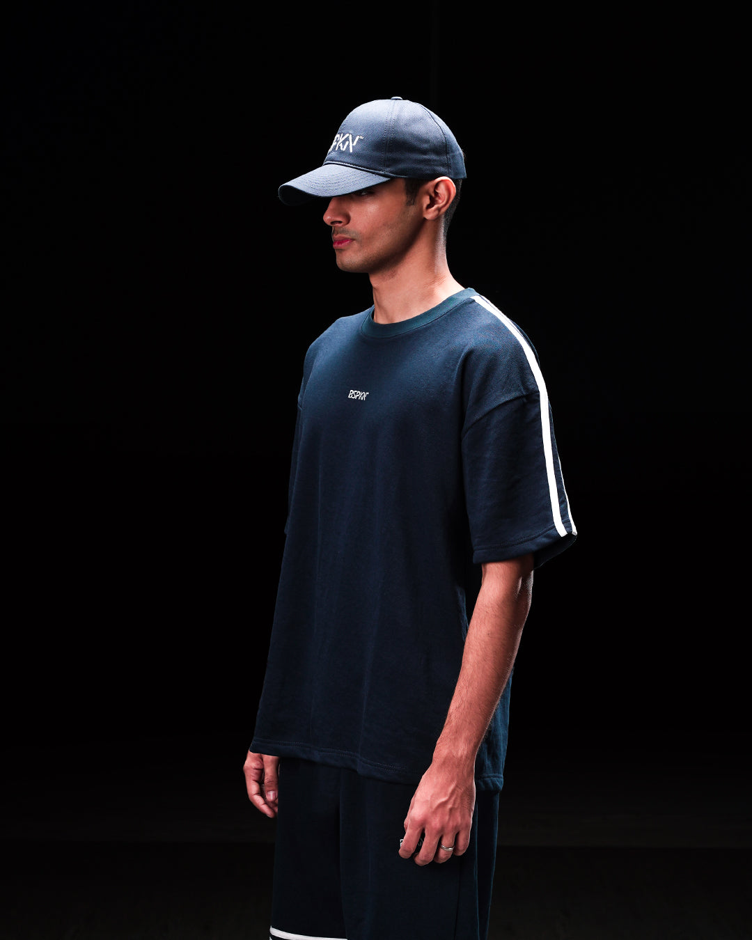 Navy Oversize Piped Tee - UNISEX Secondary image