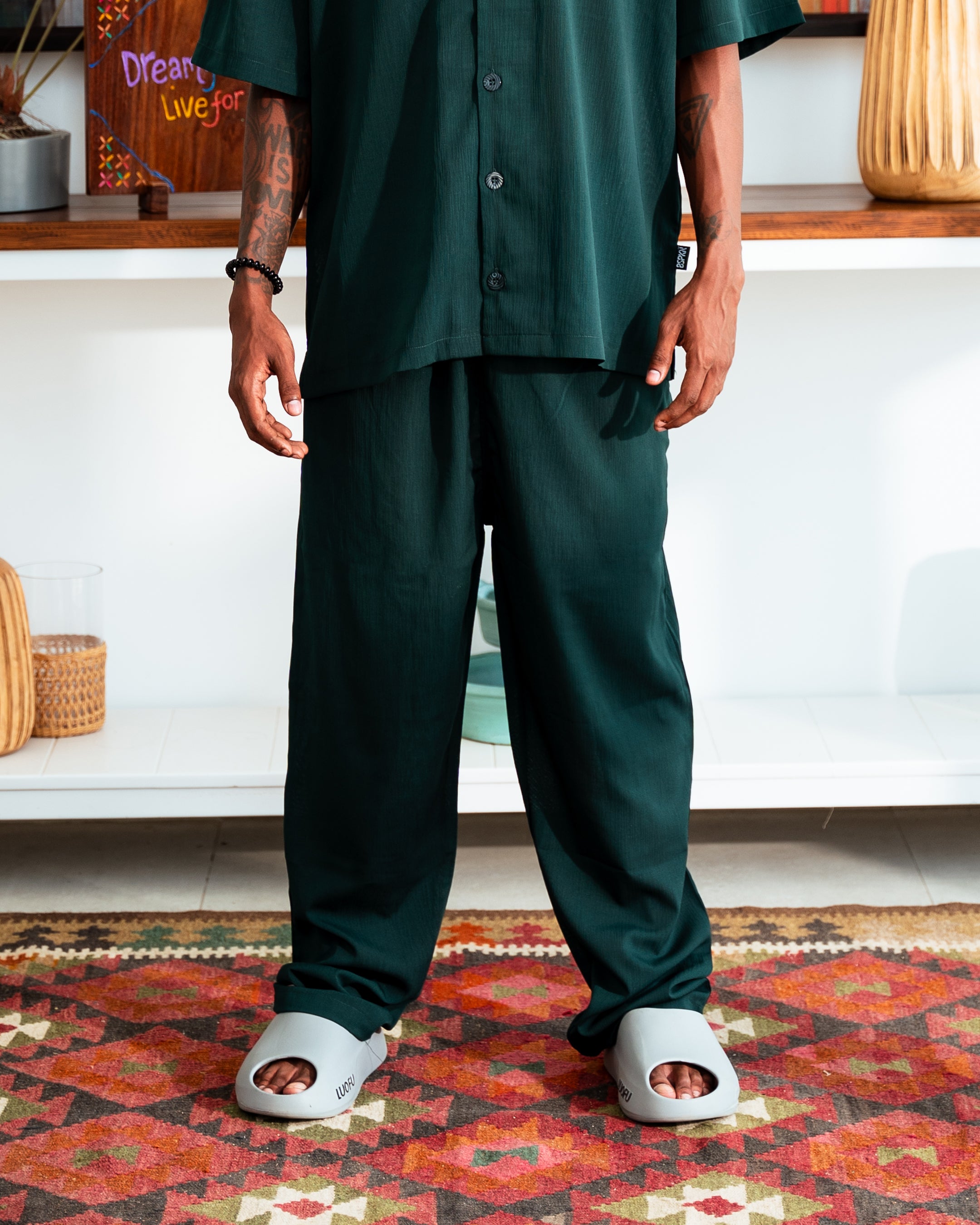 Olive Trousers - Relaxed Fit-UNISEX Secondary image