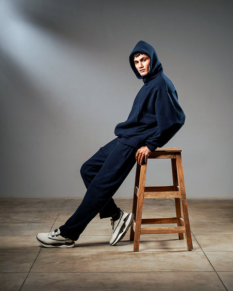 Navy Intersect Hoodie – Oversized // UNISEX