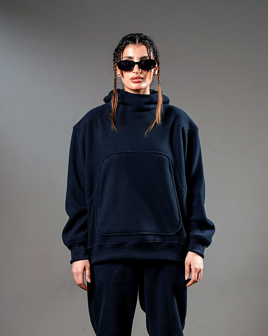 Navy Intersect Hoodie – Oversized // UNISEX Secondary image