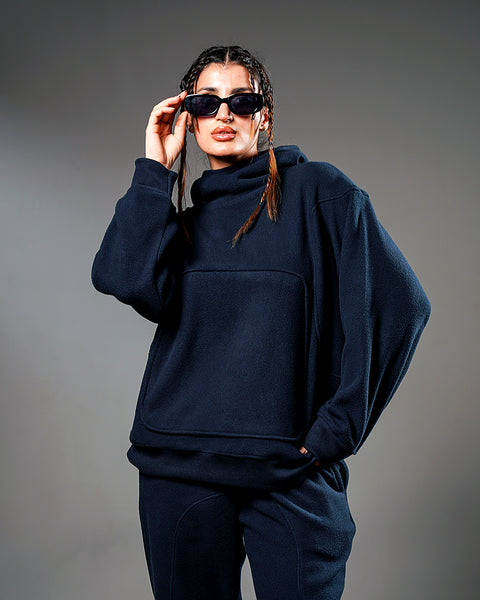 Navy Intersect Hoodie – Oversized // UNISEX