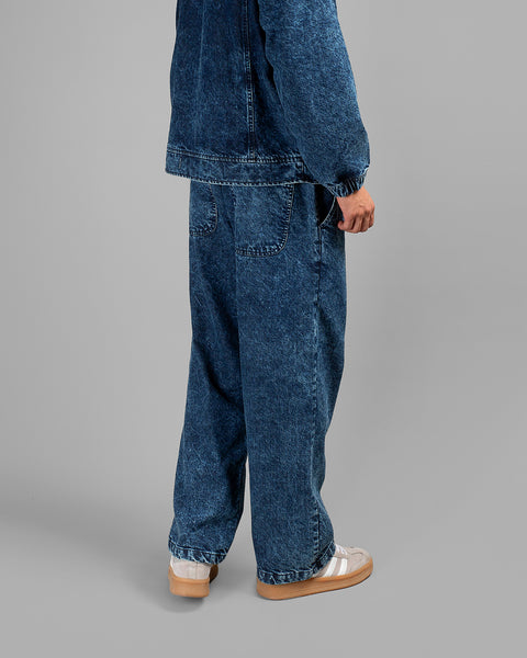 Dark Blue Acid Wash Wide-Leg Pants // UNISEX