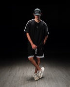 Black Oversize Piped Short - UNISEX