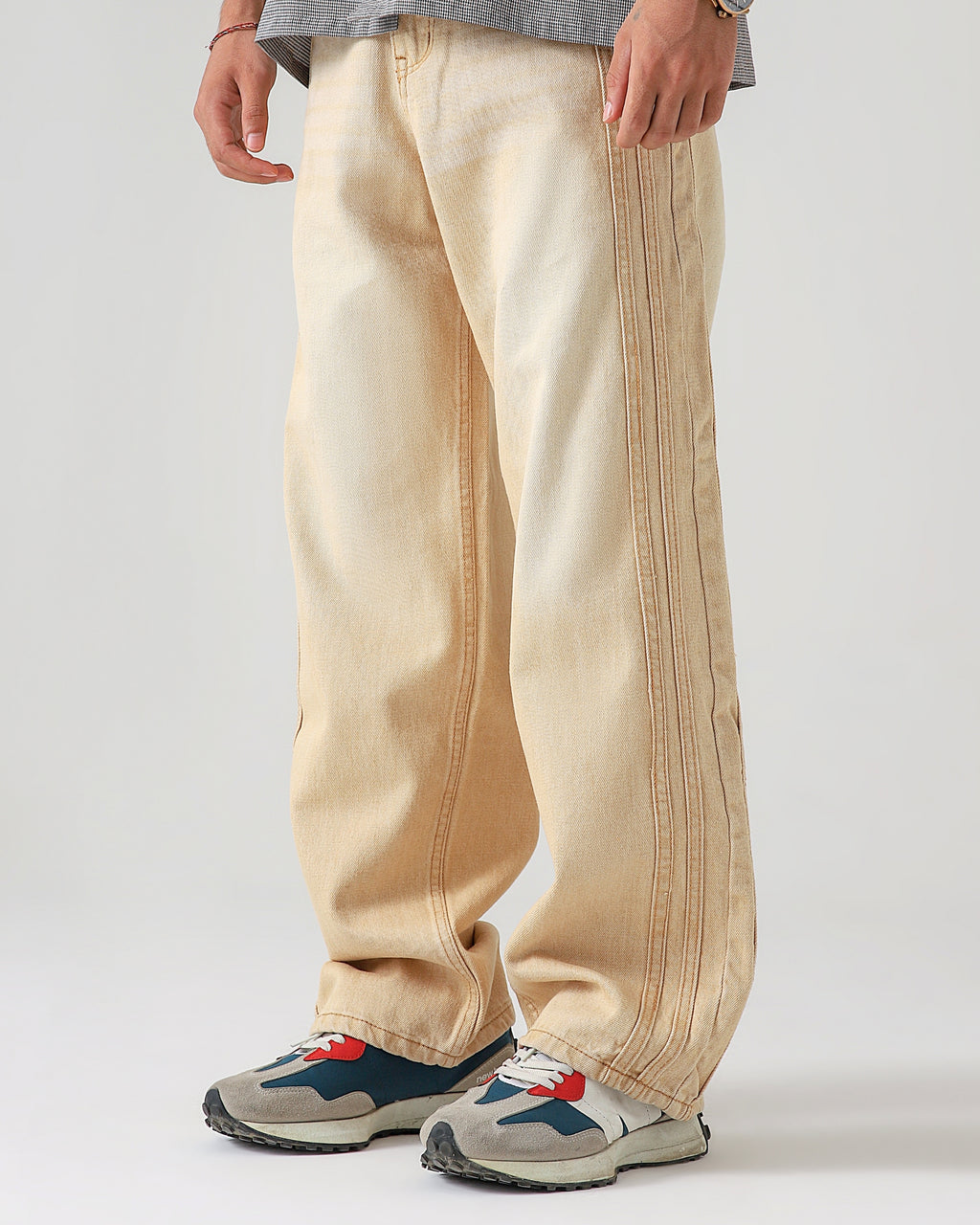 TRAIL STRIPE BEIGE LOOSE DENIM