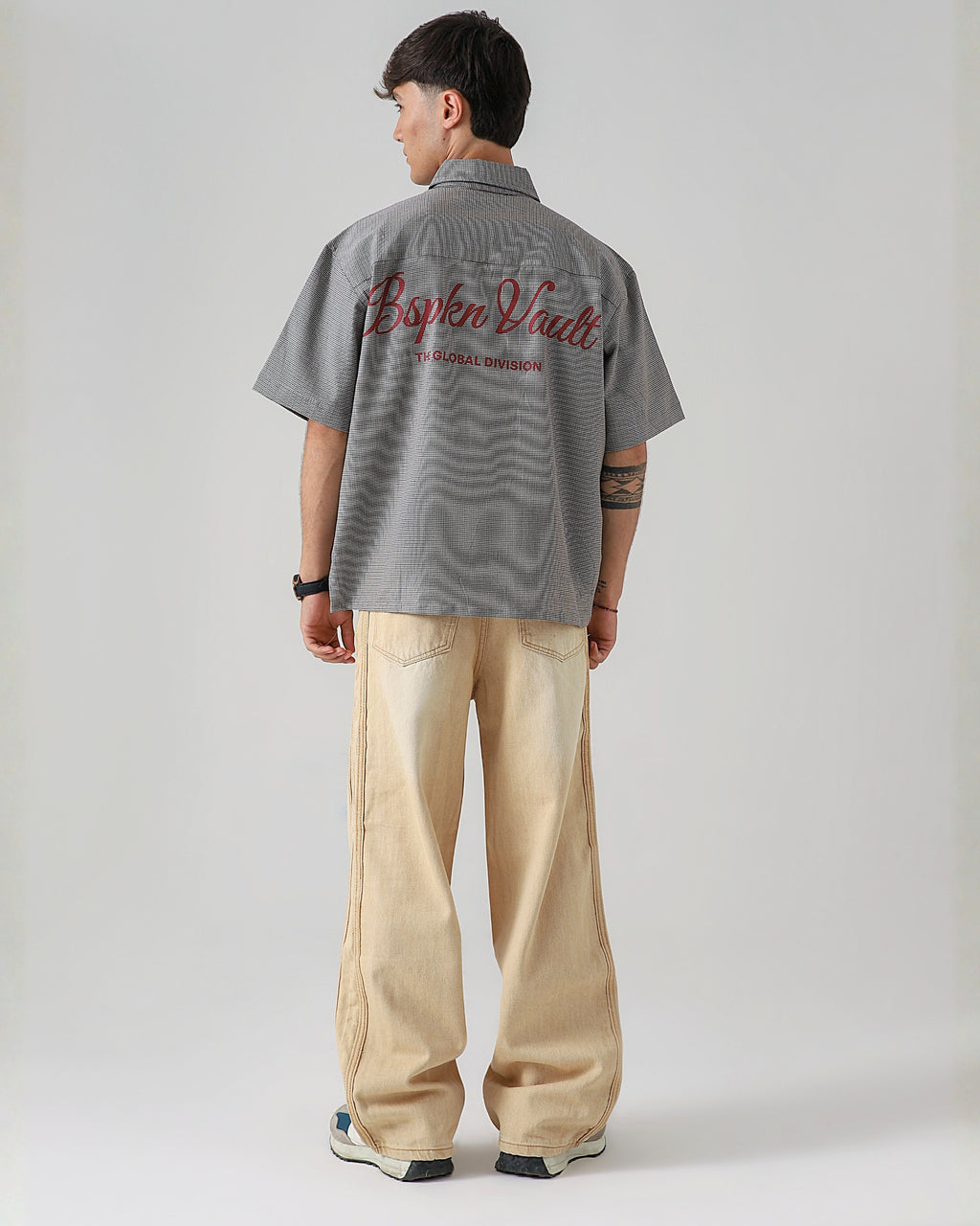 TRAIL STRIPE BEIGE LOOSE DENIM