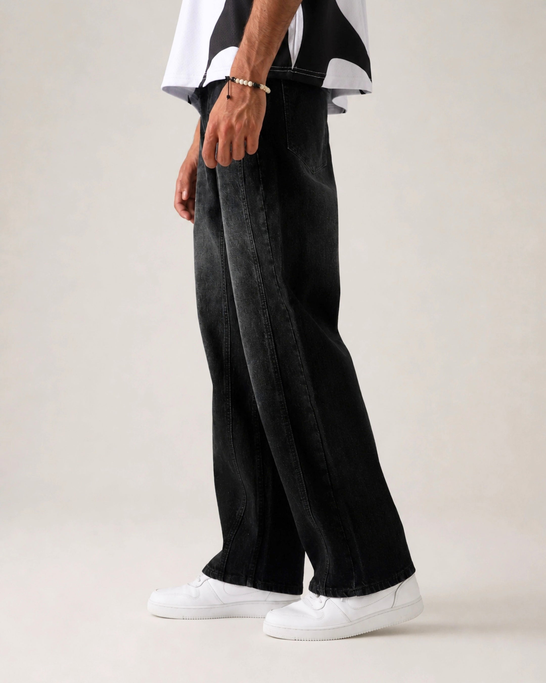 THE SHADOW RAIL BLACK LOOSE DENIM