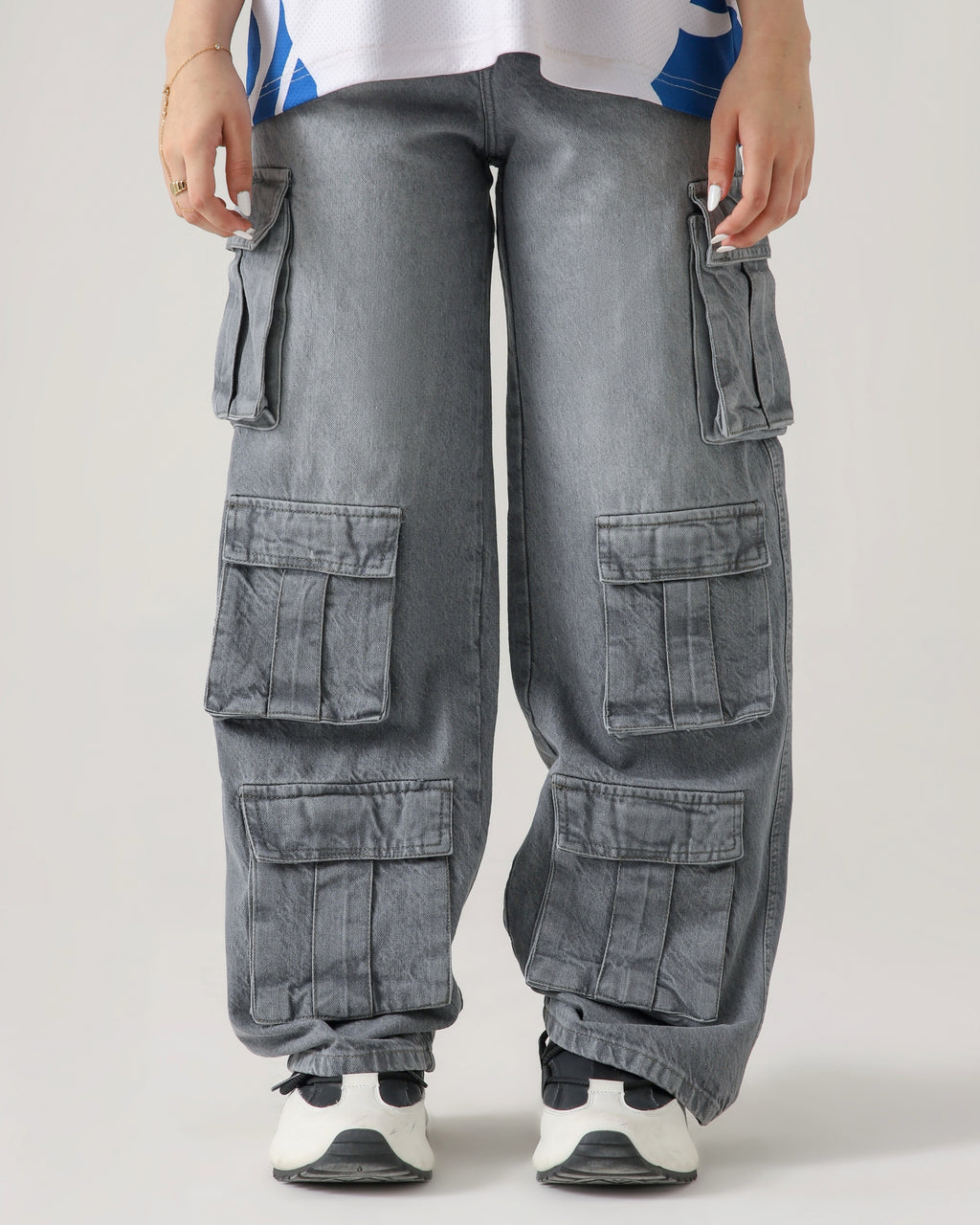 THE BUNKER GREY LOOSE CARGO DENIM
