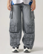THE BUNKER GREY LOOSE CARGO DENIM