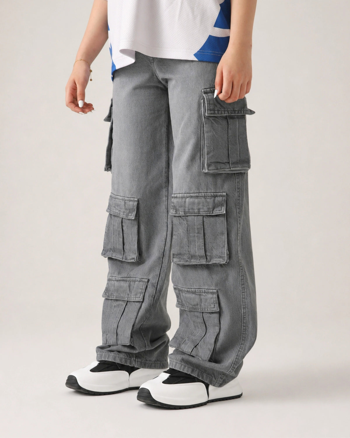 THE BUNKER GREY LOOSE CARGO DENIM
