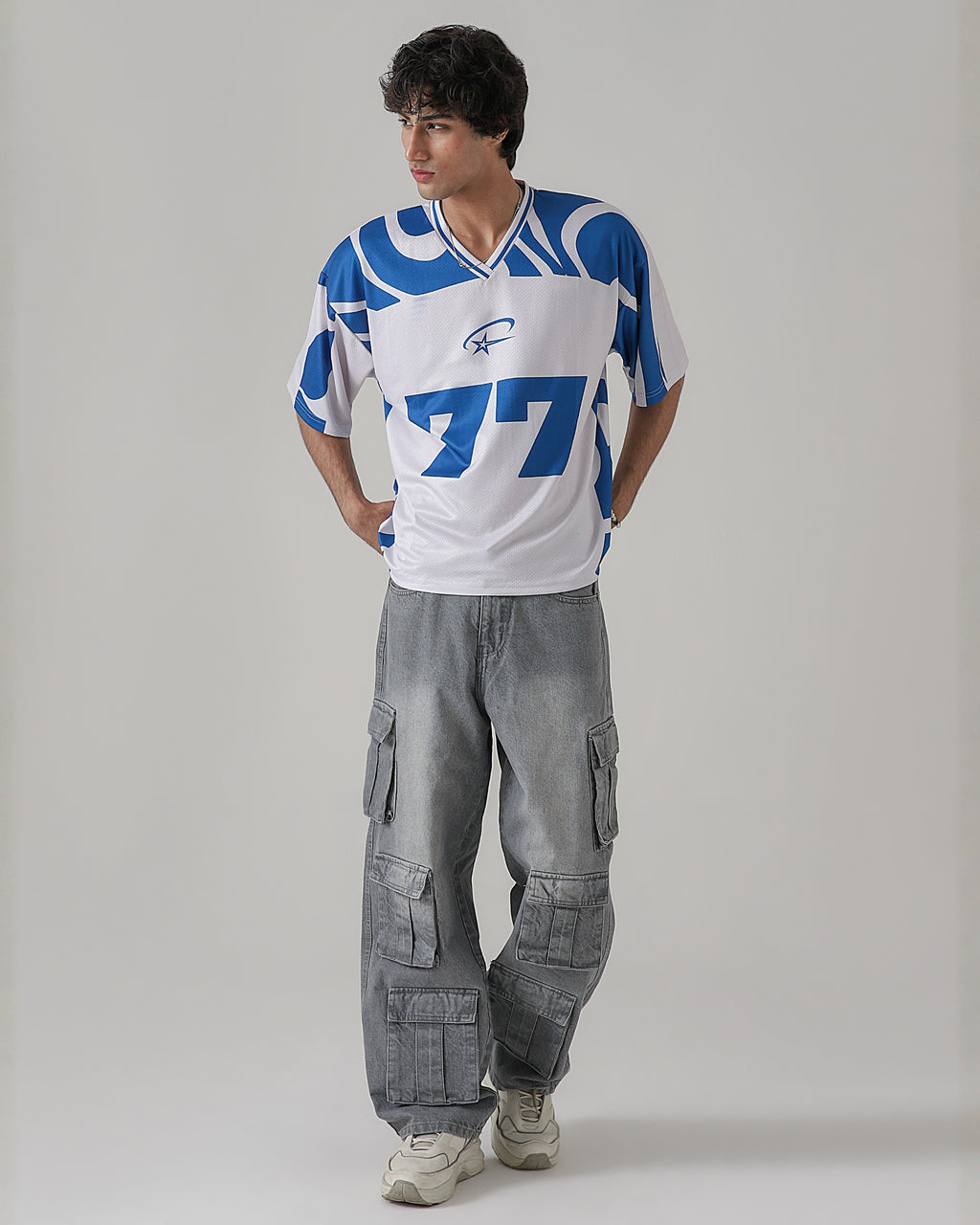 THE BUNKER GREY LOOSE CARGO DENIM