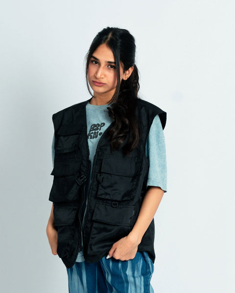 Black Parachute Utility Vest- UNISEX