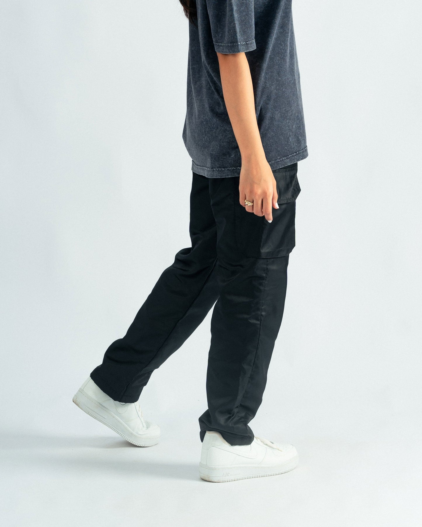 Black Parachute Cargo Trouser - Relaxed Fit- UNISEX