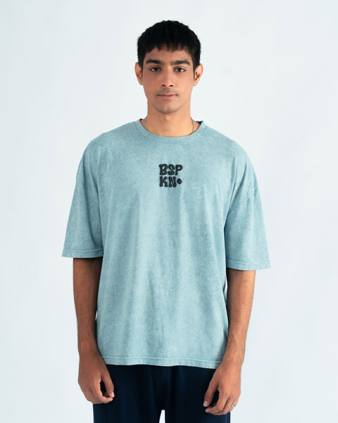 Light Blue Oversized T-shirt with 3D Print- UNISEX