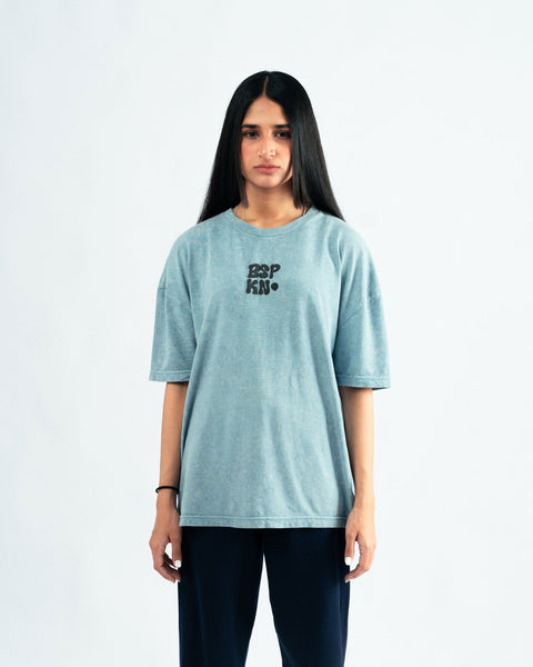 Light Blue Oversized T-shirt with 3D Print- UNISEX