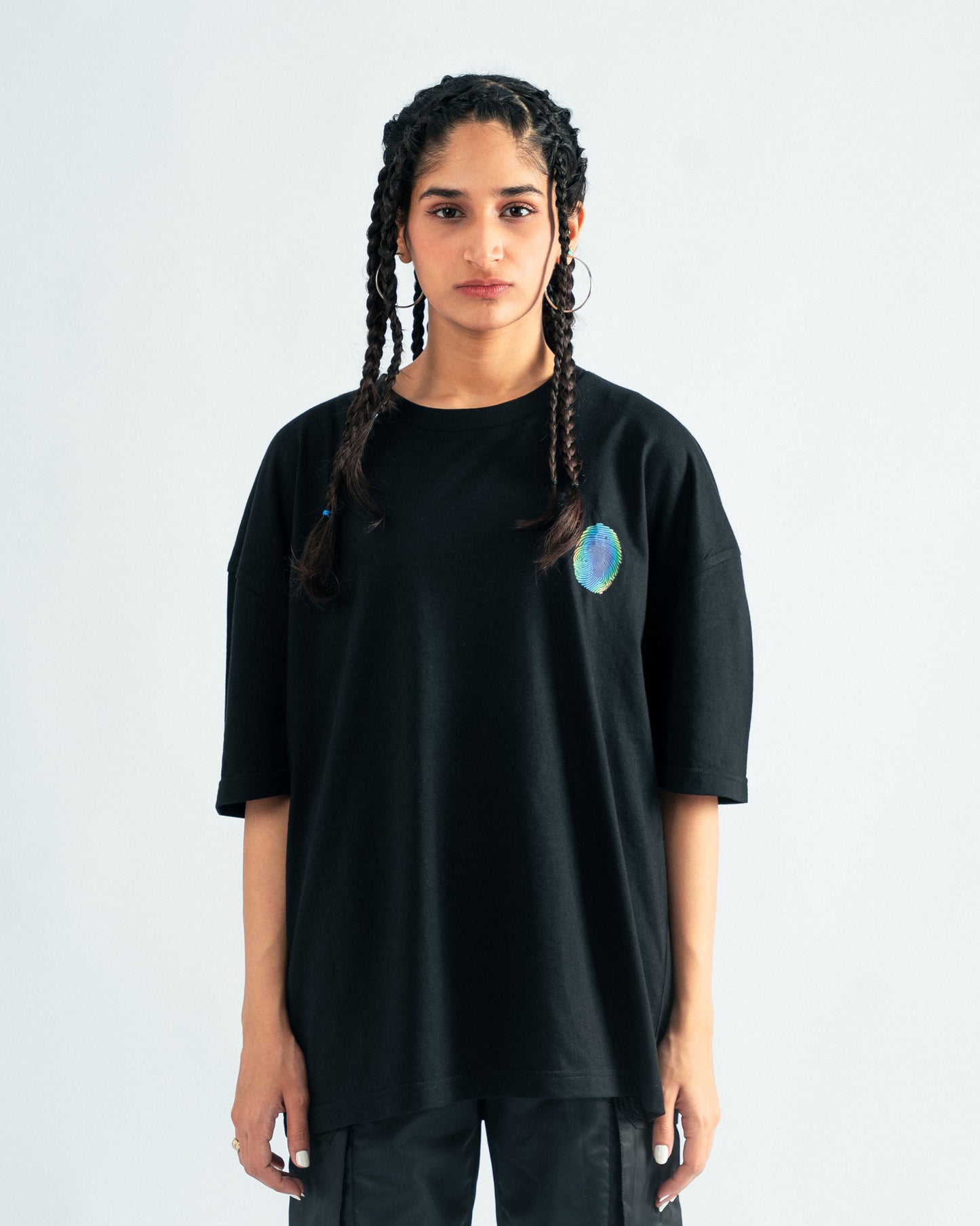 Black Oversized T-Shirt with Print