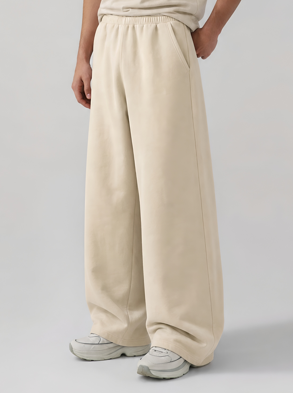 THE URBAN WIDE-LEG TROUSERS CREAM - UNISEX