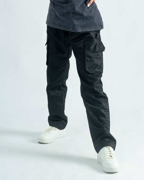 Black Parachute Cargo Trouser - Relaxed Fit- UNISEX