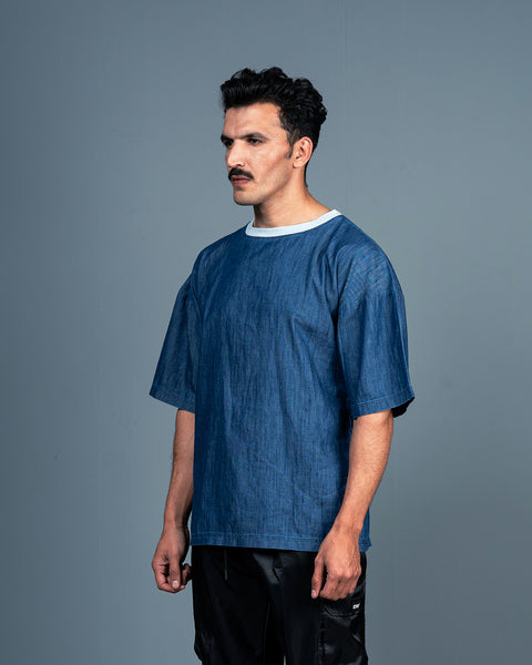 Light Weight Denim Tee - Oversized Fit -UNISEX