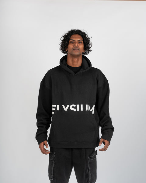 Oversized Black Hoodie with Print- UNISEX