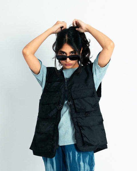 Black Parachute Utility Vest- UNISEX