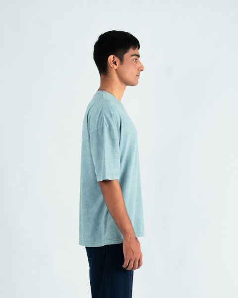 Light Blue Oversized T-shirt with 3D Print- UNISEX