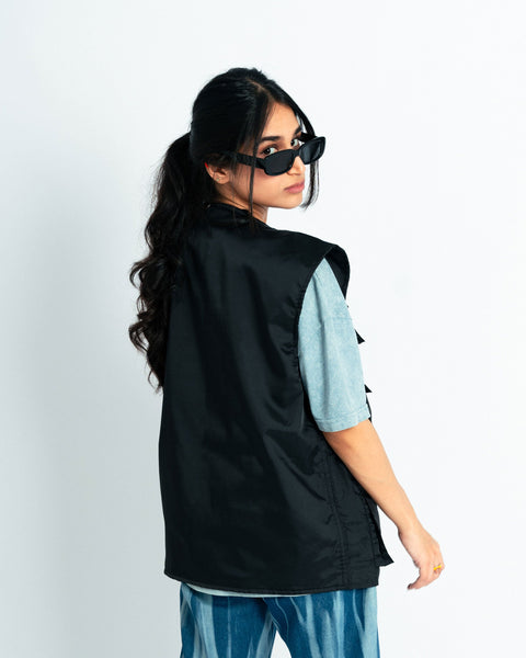 Black Parachute Utility Vest- UNISEX