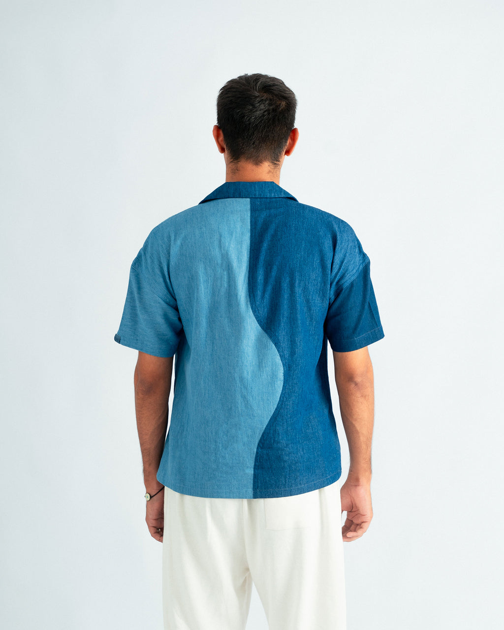 Two Tone Denim Cuban Shirt- UNISEX