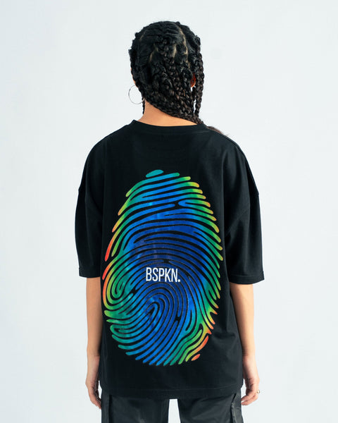 Black Oversized T-shirt with Print- UNISEX