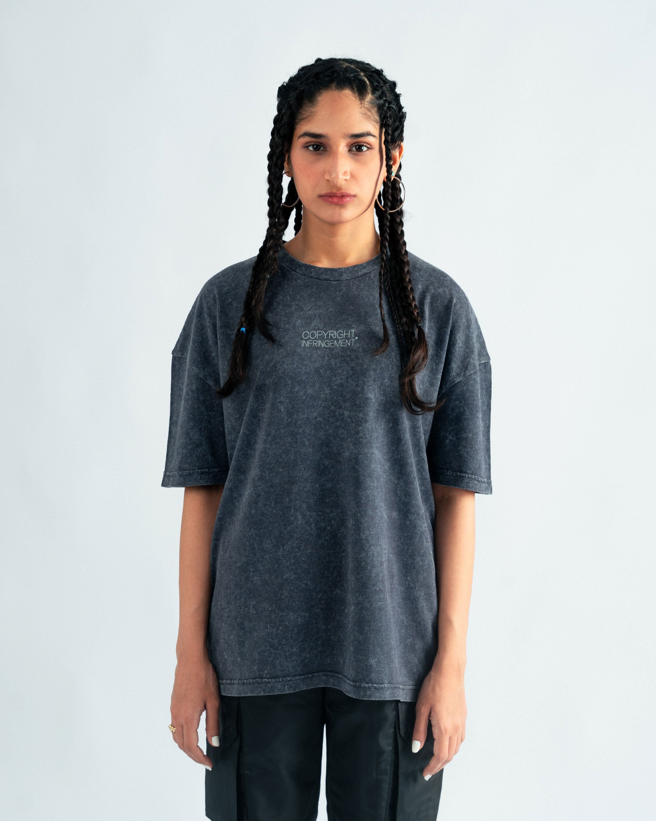 Grey Oversized T-shirt with Print
