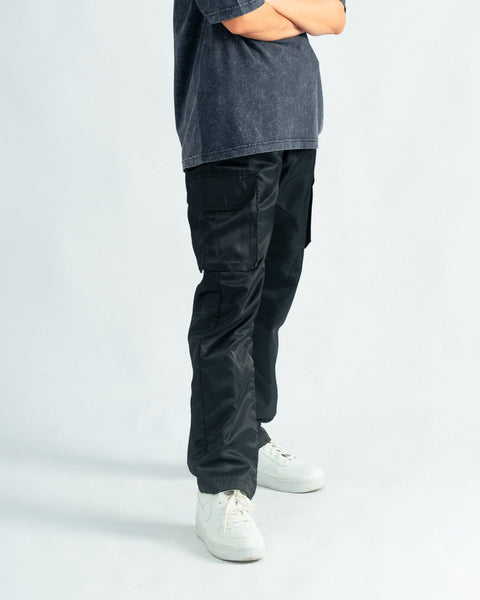 Black Parachute Cargo Trouser - Relaxed Fit- UNISEX