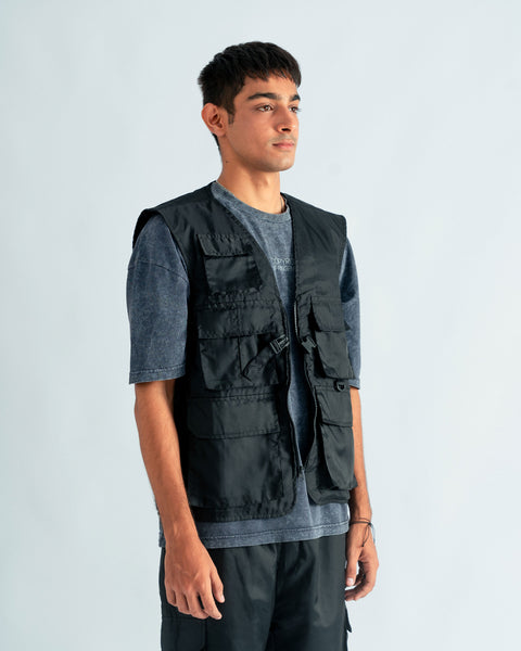 Black Parachute Utility Vest- UNISEX