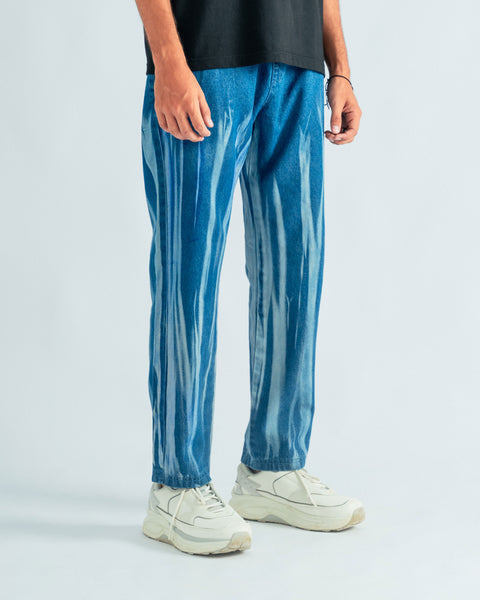 Denim White Streak Trouser - Relaxed Fit- UNISEX