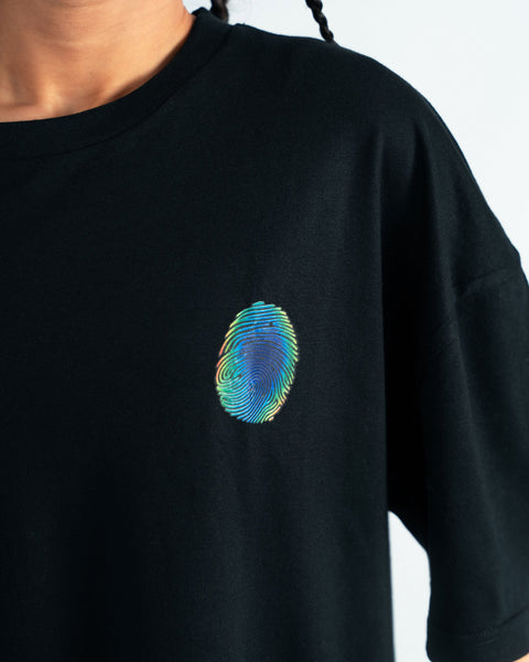 Black Oversized T-shirt with Print- UNISEX