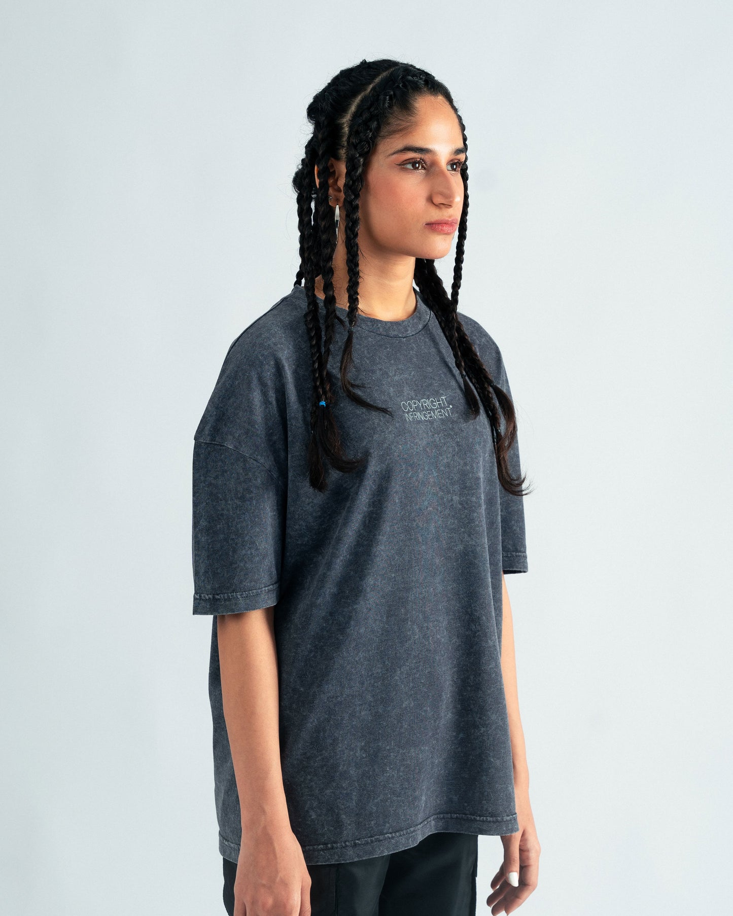 Grey Oversized T-shirt with Print