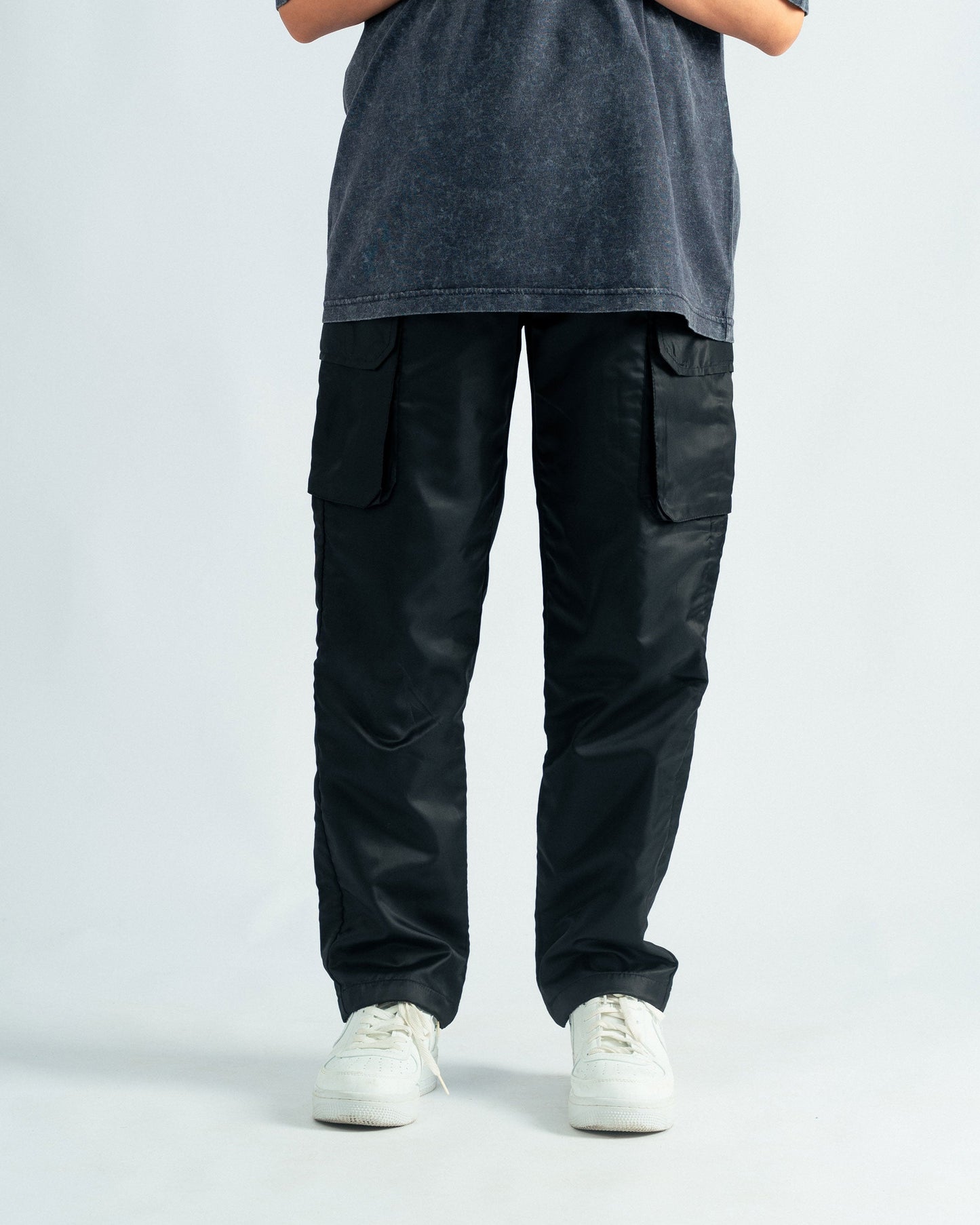 Black Parachute Cargo Trouser - Relaxed Fit- UNISEX