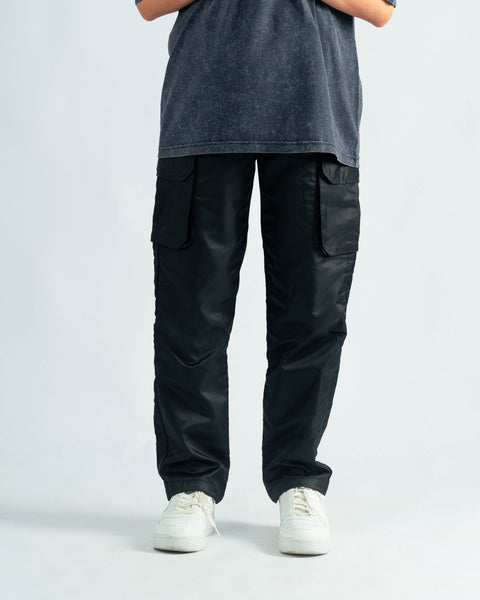 Black Parachute Cargo Trouser - Relaxed Fit- UNISEX