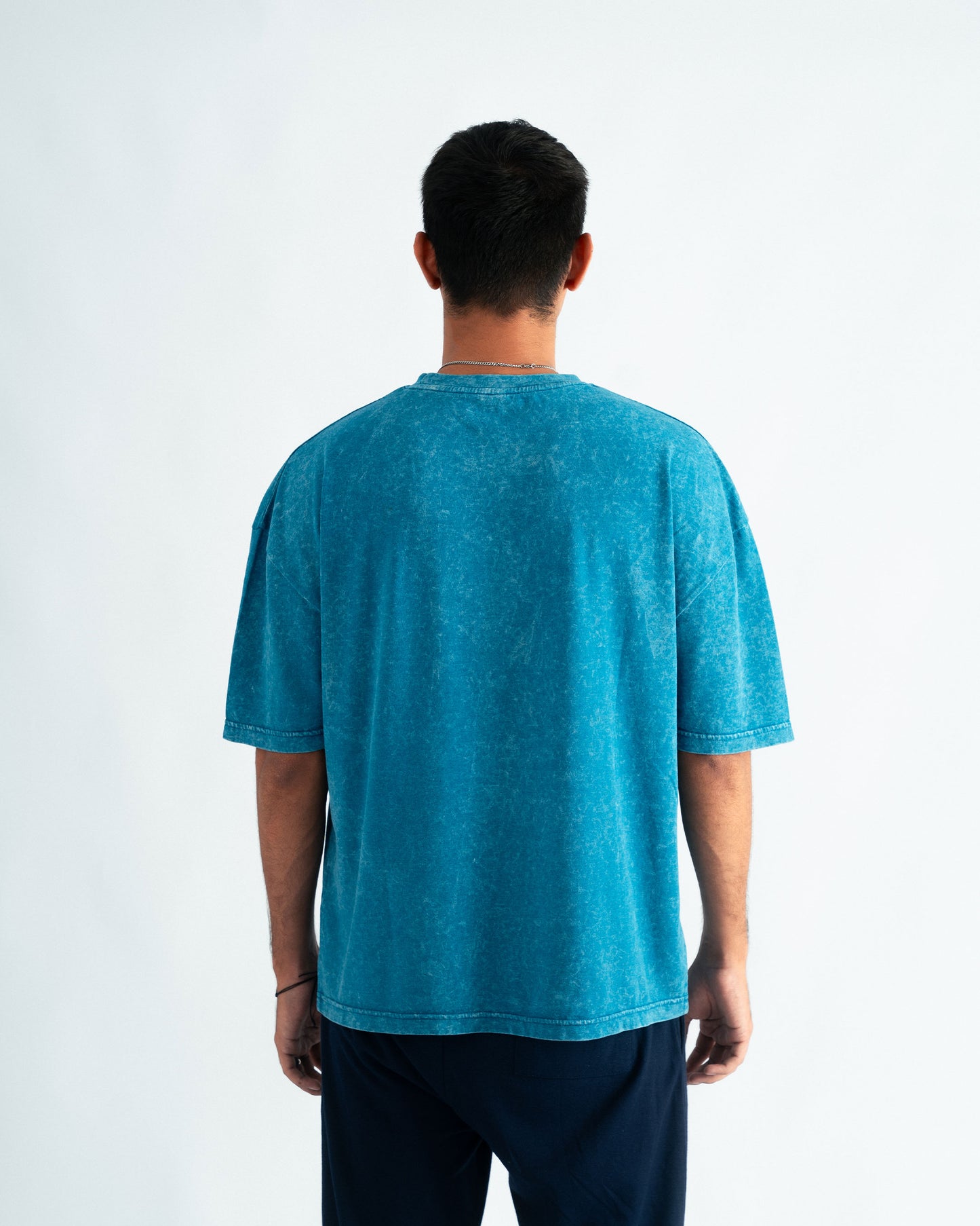 Aqua Blue Oversized T-shirt with Print- UNISEX