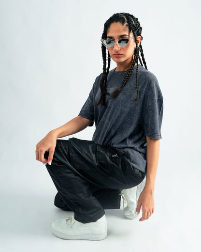 Black Parachute Cargo Trouser - Relaxed Fit- UNISEX