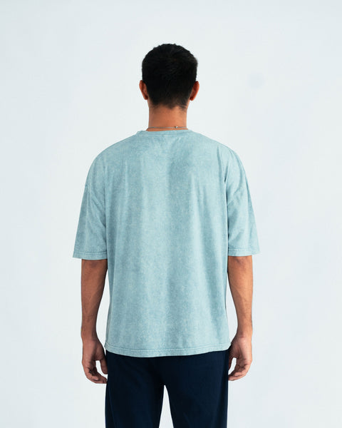 Light Blue Oversized T-shirt with 3D Print- UNISEX